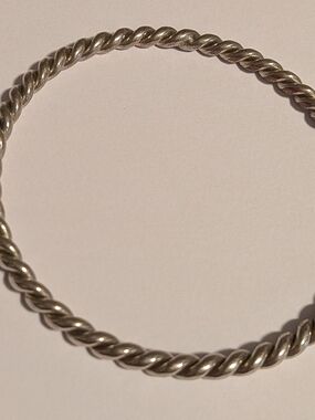 Classic Twisted Silver Bangle Bracelet - Silver